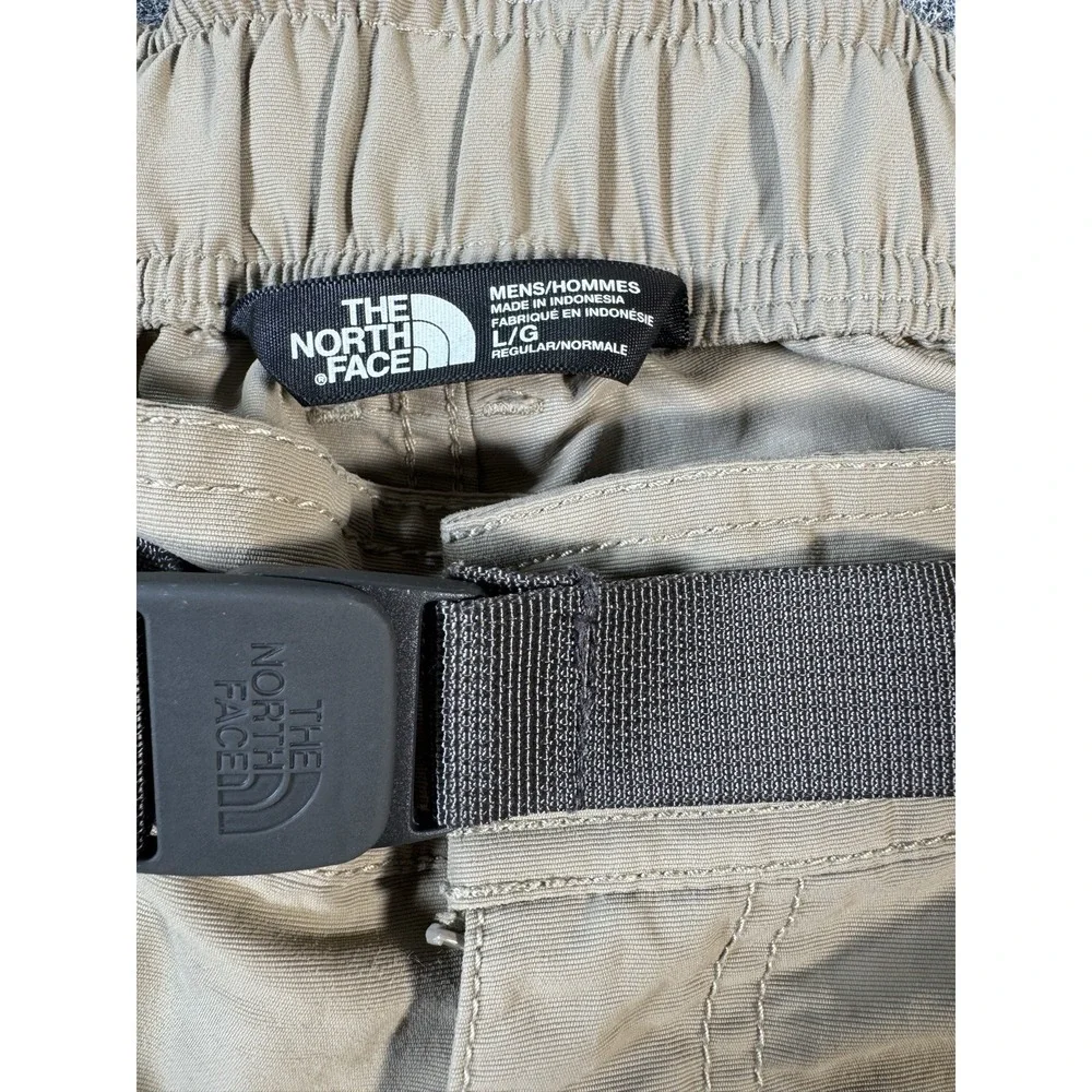 The North Face Men's L Convertible Zip-Off Hiking Pants Khaki Belted Outdoor